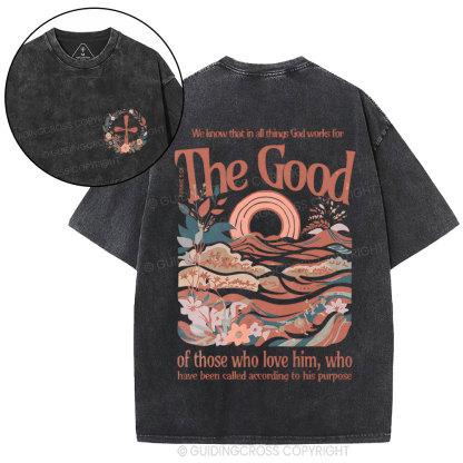 In All Things God WorKs For The Good Christian Washed T-Shirt