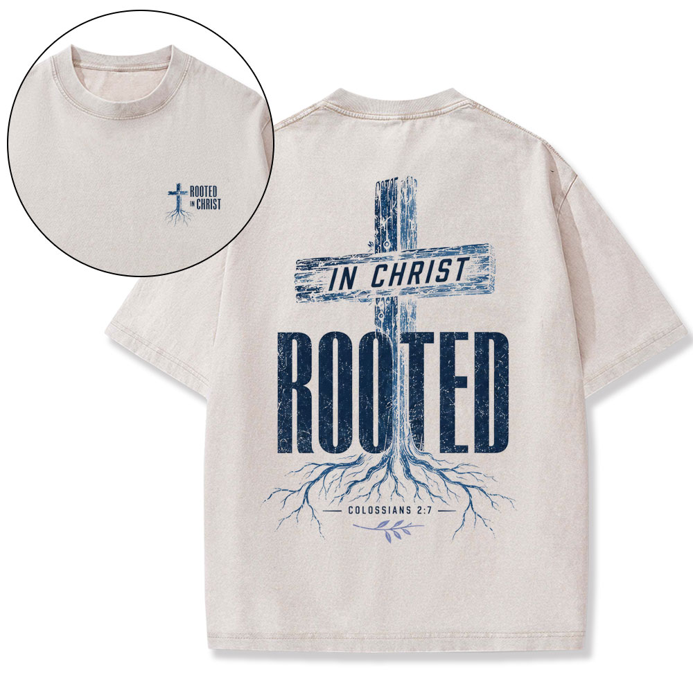 In Christ Rooted Christian Washed T-Shirt