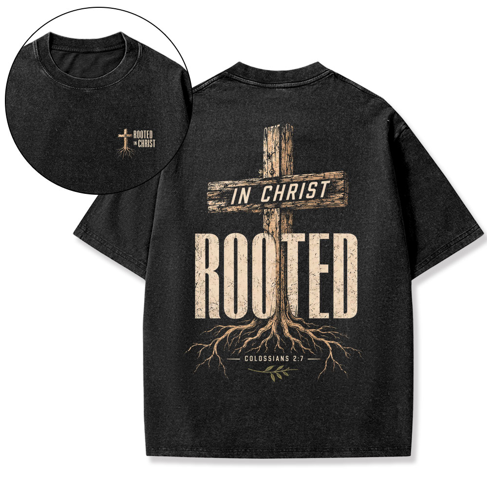 In Christ Rooted Christian Washed T-Shirt