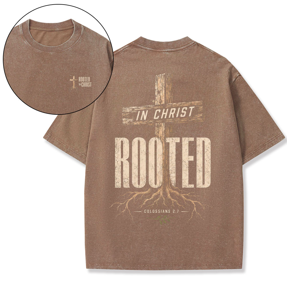 In Christ Rooted Christian Washed T-Shirt