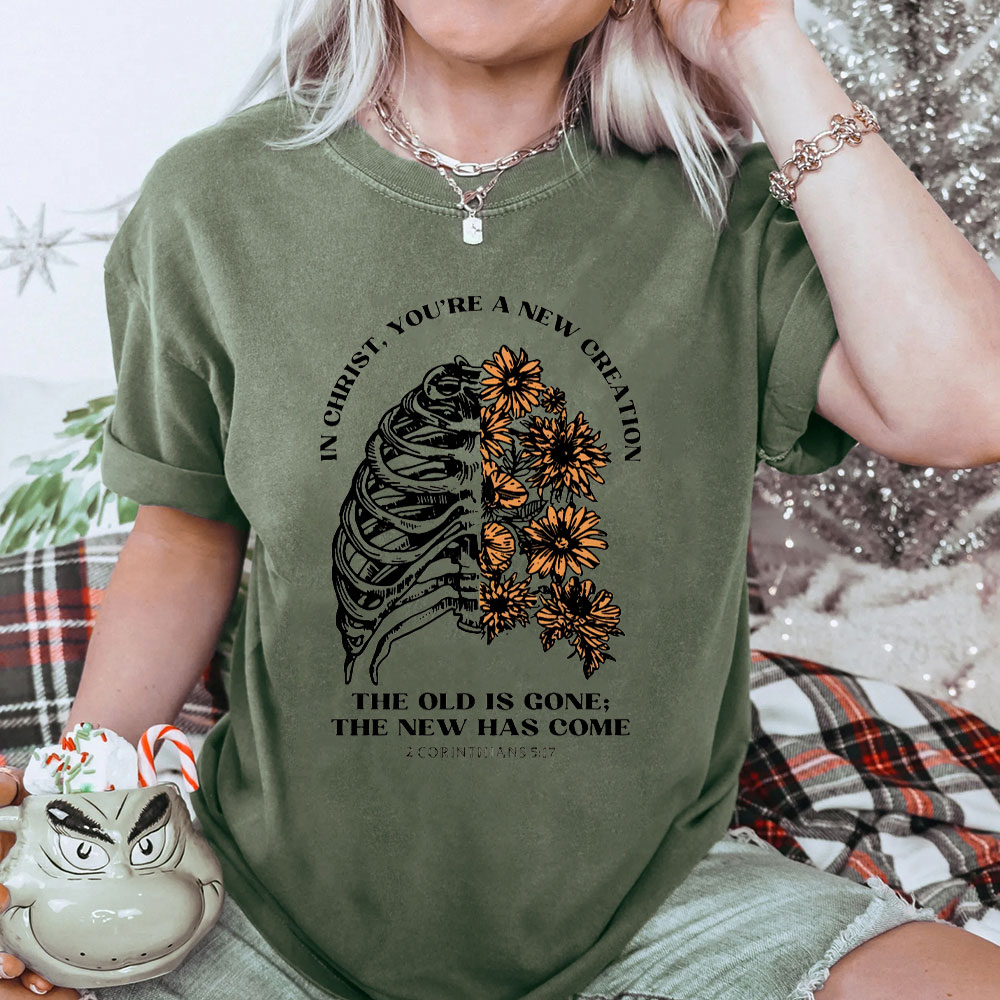 In Christ You're A New Creation Christian Washed T-Shirt