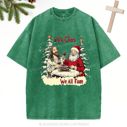 In Da Clerb We All Fam Christian Christmas Washed T-Shirt
