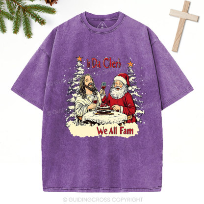 In Da Clerb We All Fam Christian Christmas Washed T-Shirt