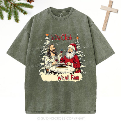 In Da Clerb We All Fam Christian Christmas Washed T-Shirt