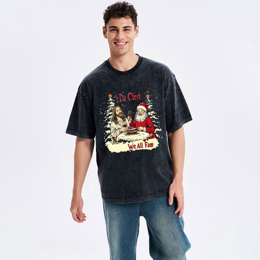 In Da Clerb We All Fam Christian Washed T-Shirt