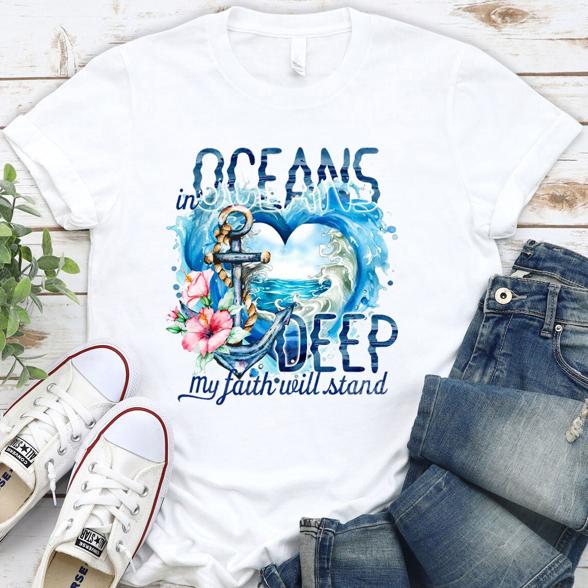 In Deep Ocean My Faith Will Stand Christian T-Shirt