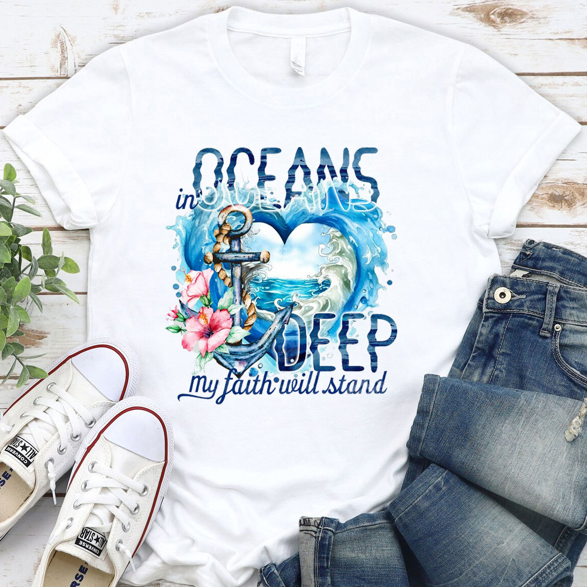 In Deep Ocean My Faith Will Stand Christian T-Shirt