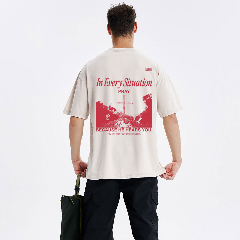 In Every Situation  Pray Christian Washed T-Shirt