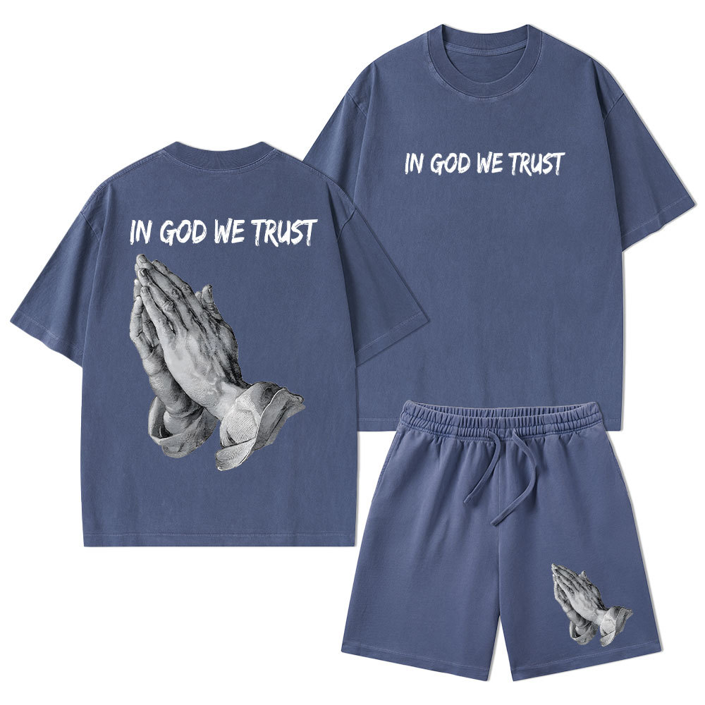 In God We Trust Christian Washed T-Shirt & Shorts