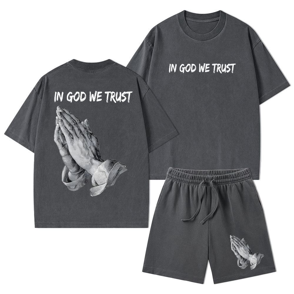 In God We Trust Christian Washed T-Shirt & Shorts