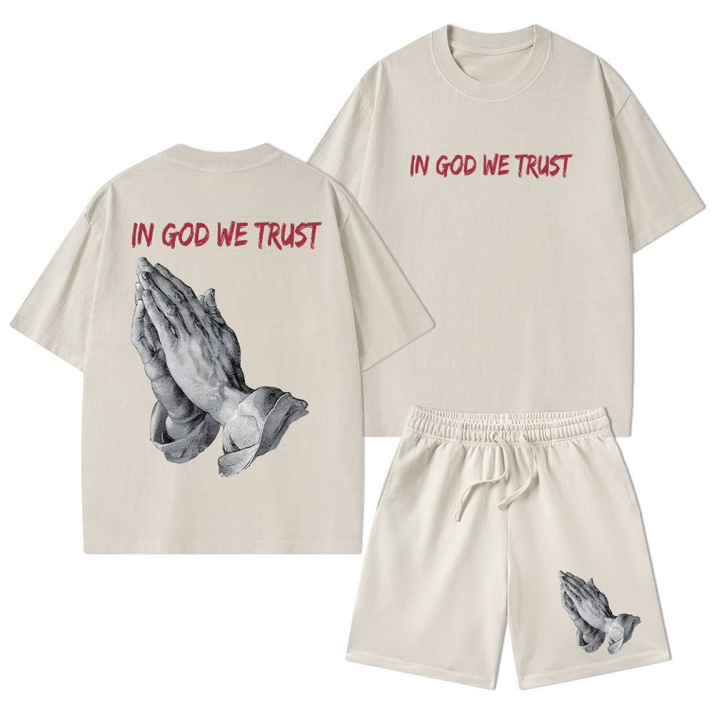 In God We Trust Christian Washed T-Shirt & Shorts
