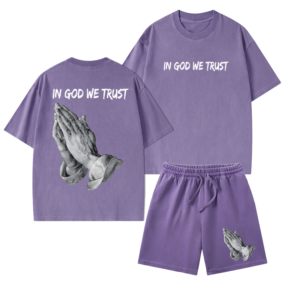 In God We Trust Christian Washed T-Shirt & Shorts