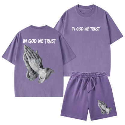 In God We Trust Christian Washed T-Shirt & Shorts