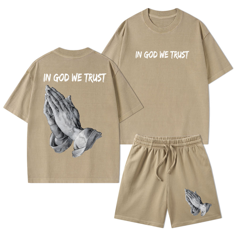 In God We Trust Christian Washed T-Shirt & Shorts