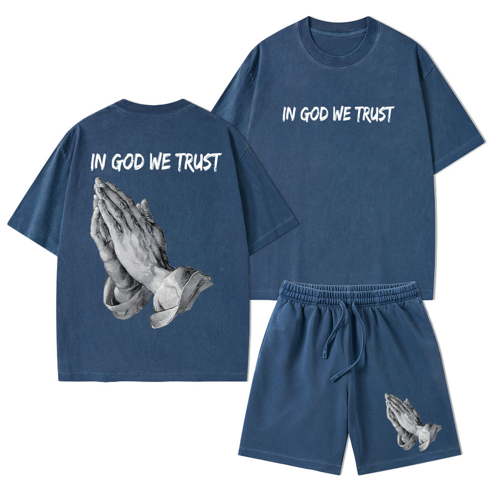 In God We Trust Christian Washed T-Shirt & Shorts
