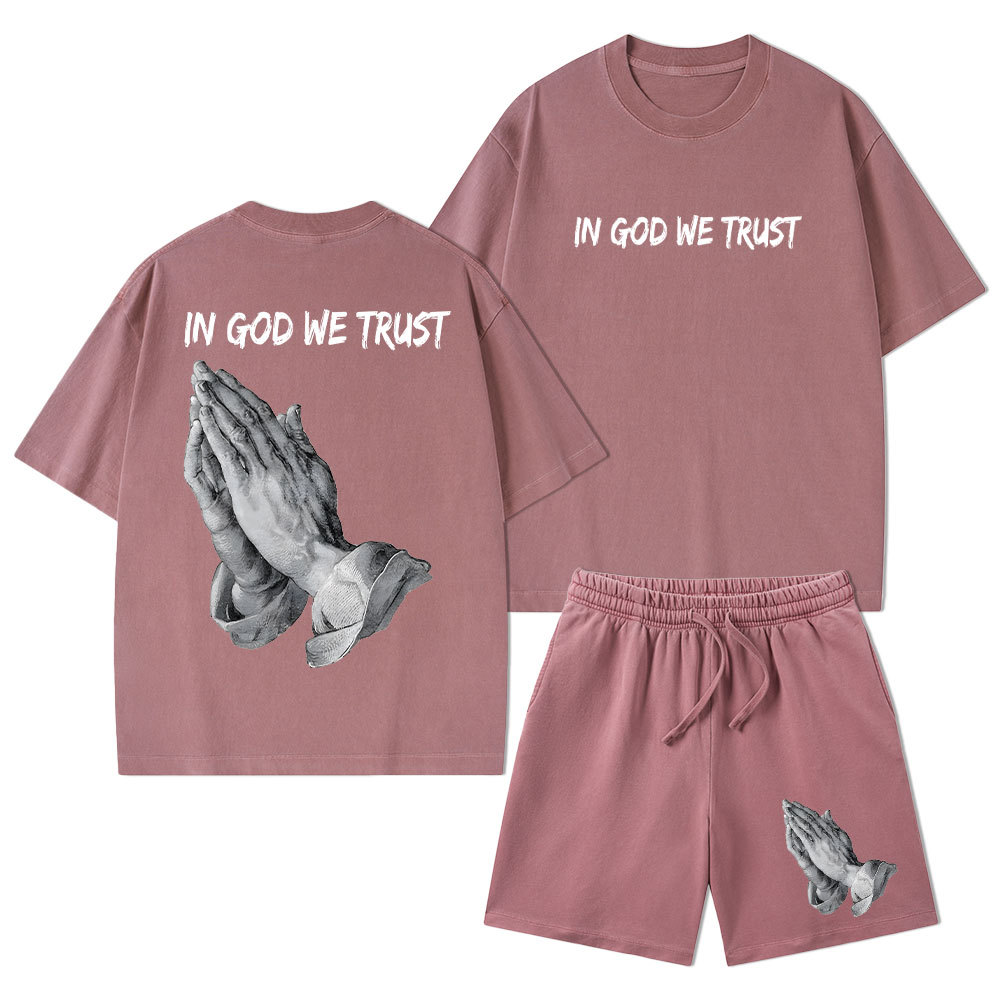 In God We Trust Christian Washed T-Shirt & Shorts