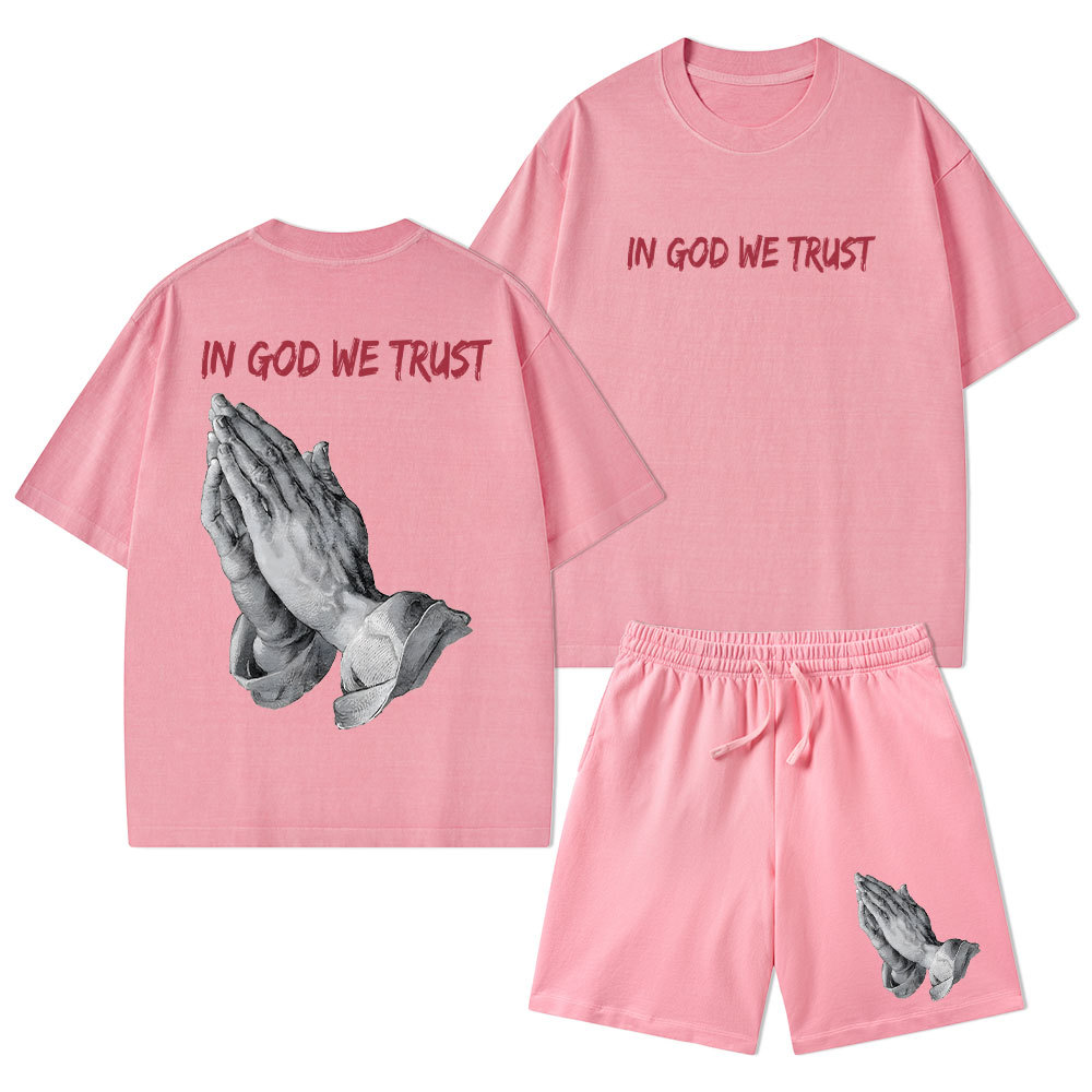 In God We Trust Christian Washed T-Shirt & Shorts