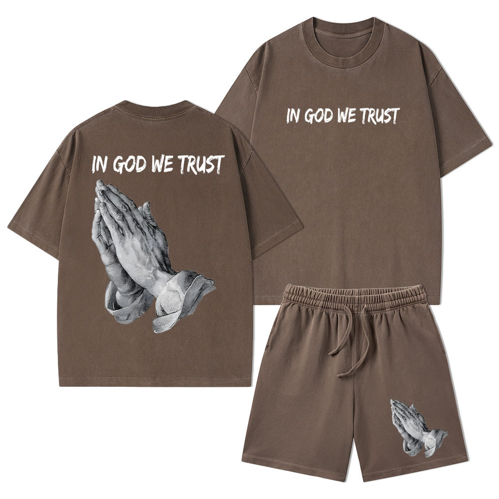 In God We Trust Christian Washed T-Shirt & Shorts