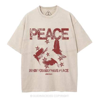In Him You May Have Peace Christian Washed T-Shirt