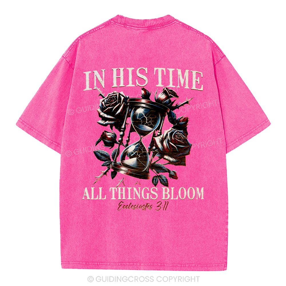 In His Time All Things Bloom Christian Washed T-Shirt