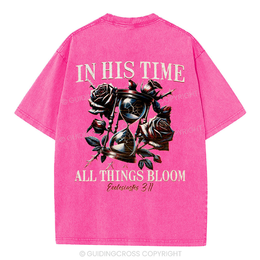 In His Time All Things Bloom Christian Washed T-Shirt