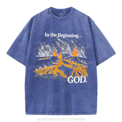 In The Beginning God Christian Washed T-Shirt