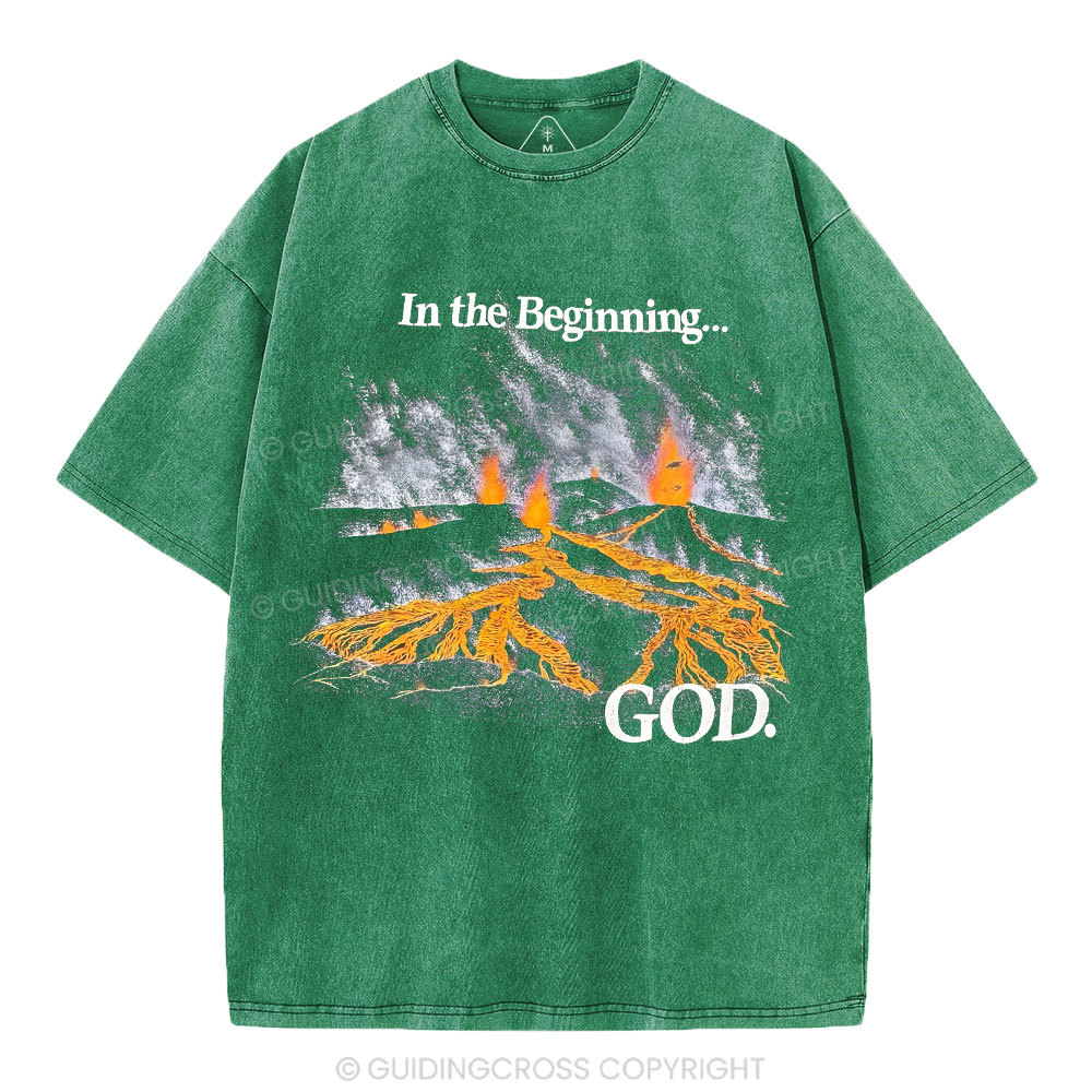 In The Beginning God Christian Washed T-Shirt