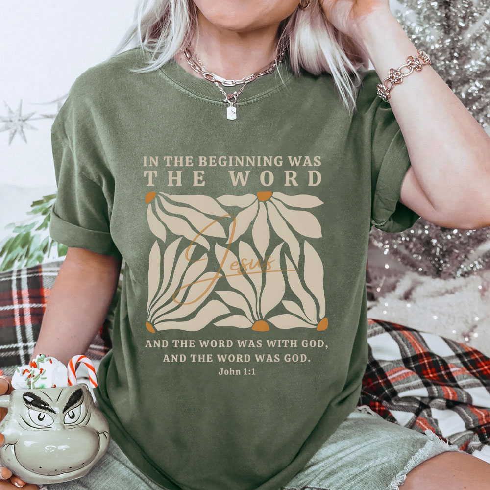 In The Beginning Was The Word Christian Washed T-Shirt