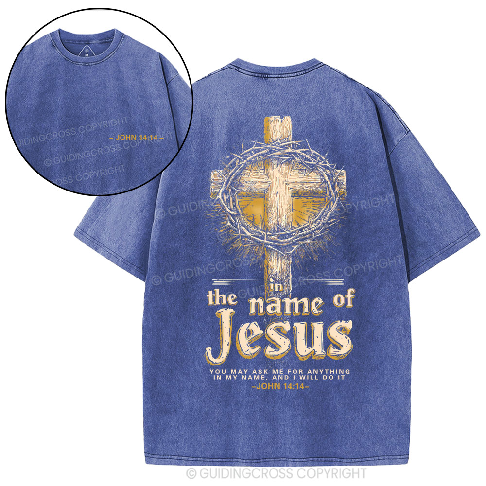 In The Name Of Jesus Christian Washed T-Shirt