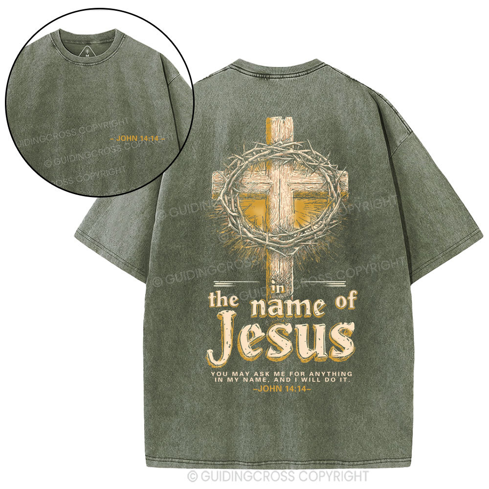 In The Name Of Jesus Christian Washed T-Shirt