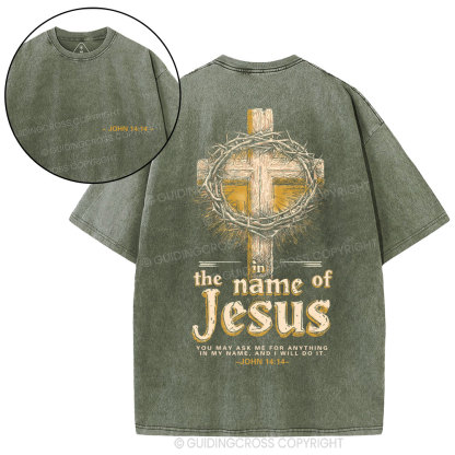 In The Name Of Jesus Christian Washed T-Shirt