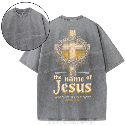 In The Name Of Jesus Christian Washed T-Shirt
