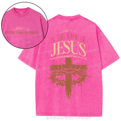 In The Name Of Jesus Christian Washed T-Shirt