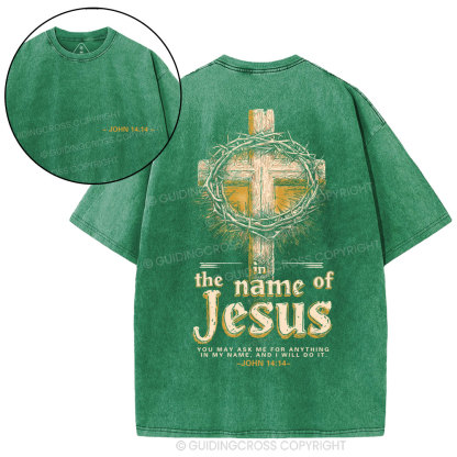 In The Name Of Jesus Christian Washed T-Shirt