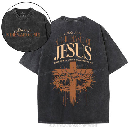 In The Name Of Jesus Christian Washed T-Shirt