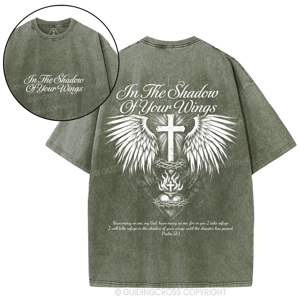 In The Shadow Of Your Wings Christian Washed T-Shirt