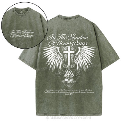 In The Shadow Of Your Wings Christian Washed T-Shirt