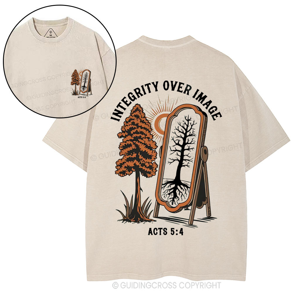 Integrity Over Image  Christian Washed T-Shirt