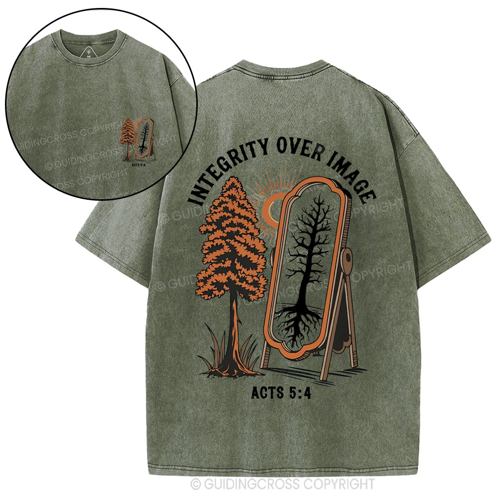 Integrity Over Image  Christian Washed T-Shirt
