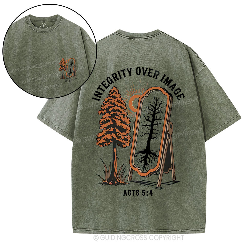 Integrity Over Image  Christian Washed T-Shirt