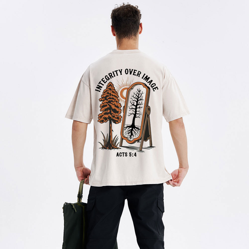 Integrity Over Image  Christian Washed T-Shirt