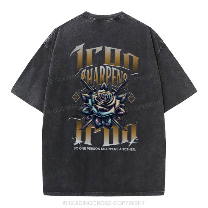 Iron Sharpen Iron Christian Washed T-Shirt