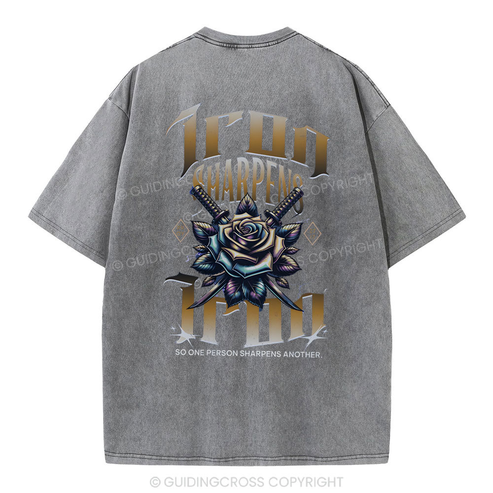 Iron Sharpen Iron Christian Washed T-Shirt