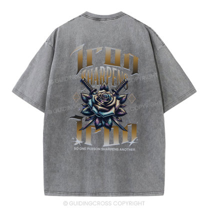 Iron Sharpen Iron Christian Washed T-Shirt