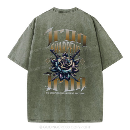 Iron Sharpen Iron Christian Washed T-Shirt