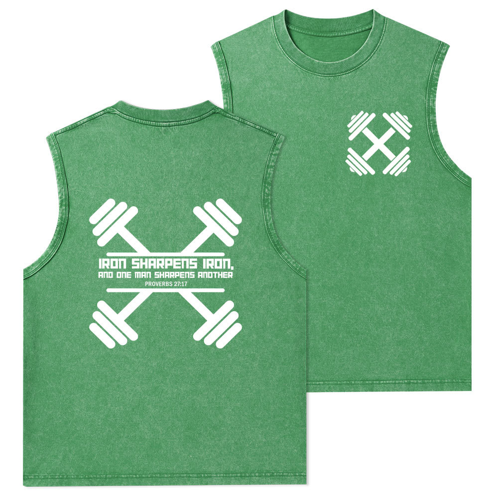 Iron Sharpens Christian Washed Tank Top