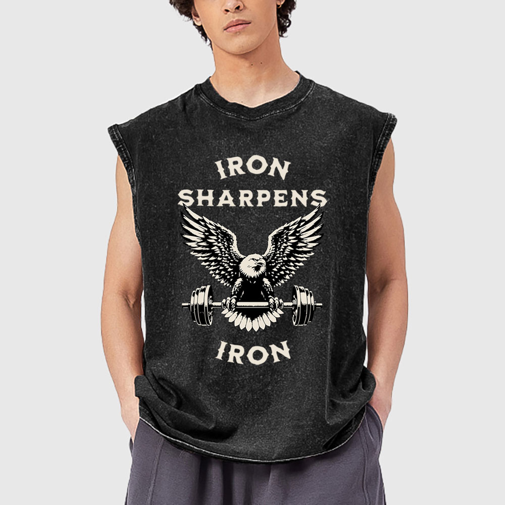 Iron Sharpens Christian Washed Tank Top