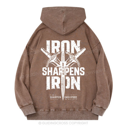 Iron Sharpens Iron Christian Washed Hoodie 