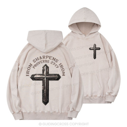 Iron Sharpens Iron Christian Washed Hoodie