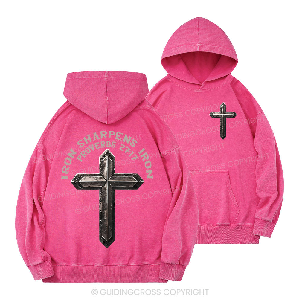 Iron Sharpens Iron Christian Washed Hoodie
